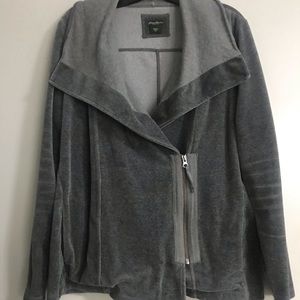 Gray velour zip up jacket